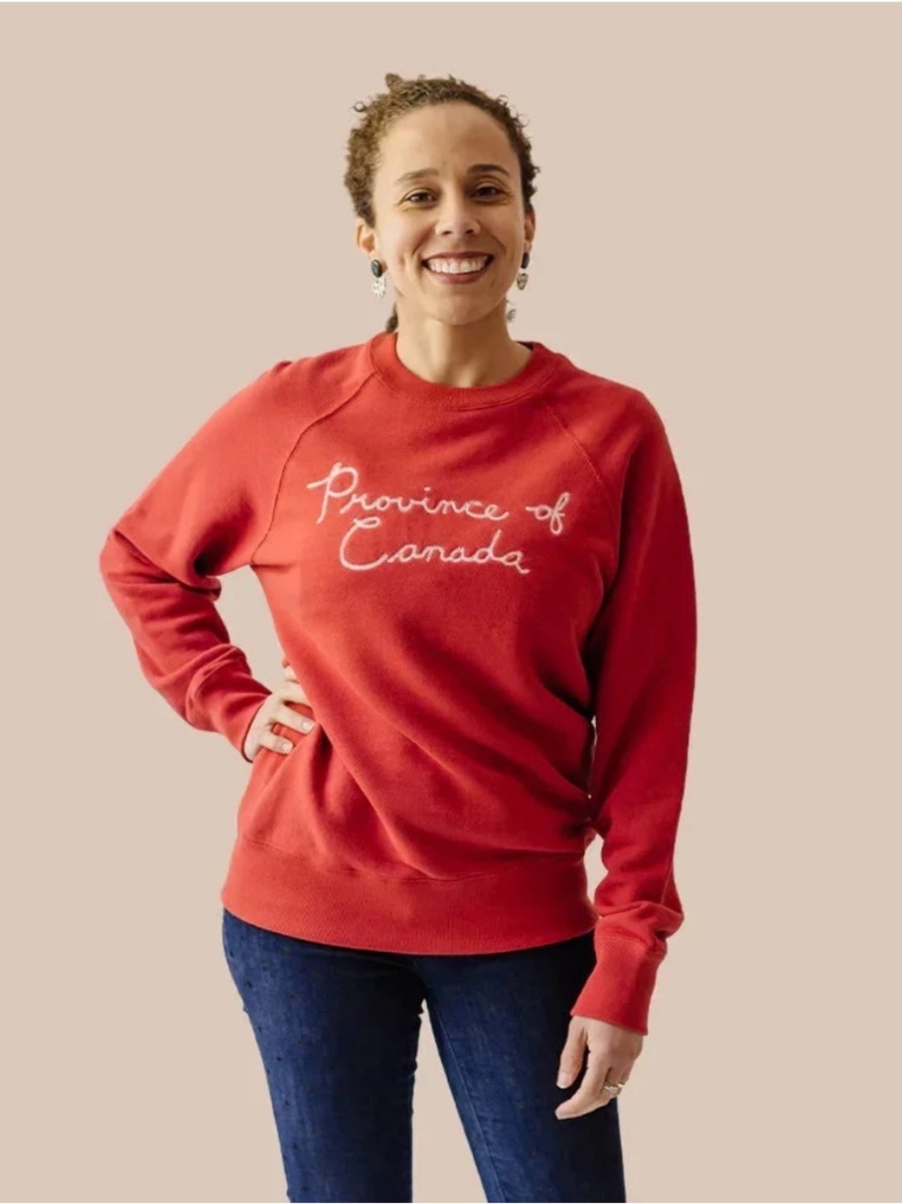 Province of Canada x Jilly Box Red Script Crewneck Sweatshirt